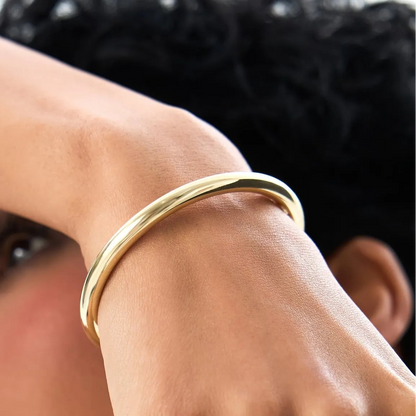 14k Solid Yellow Gold Thick Open Cuff Bangle Bracelet
