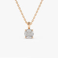 14K Solid Gold Marquise and Princess Cut Diamond Illusion Setting Necklace 0.25ctw