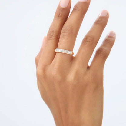 14K Solid Gold Baguette and Round Diamond 0.40 Carat Wedding Ring