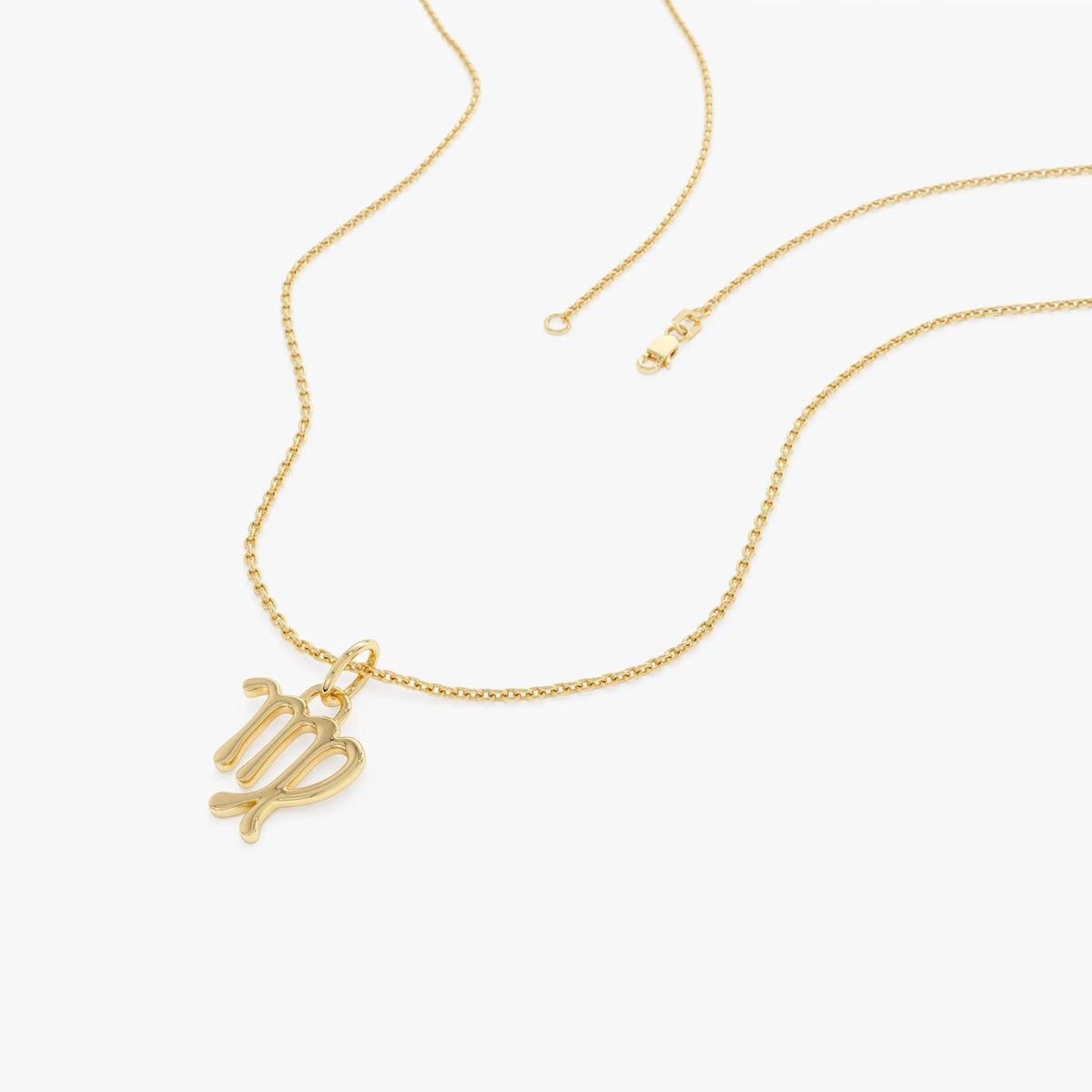 14k Solid Gold Virgo Zodiac Charm Pendant Necklace