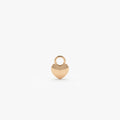 14k Solid Gold Dome Heart Shaped Hoop Earring Charm