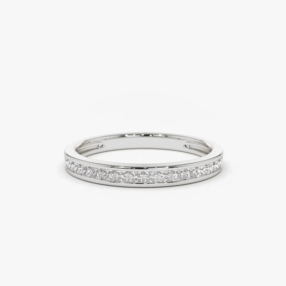 14k Gold 0.55 Carat Princess Cut Diamond Half Eternity Channel Set Ring