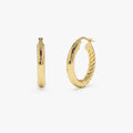 14k Solid Gold Inside Out Hoop Earrings 20.75mm 3.75mm Width
