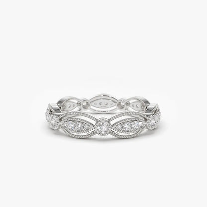 14k Gold 0.35ctw Round Diamond Micro Prong Art Deco Vintage Eternity Wedding Ring