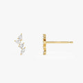 14k Gold Diamond Marquise and Pear Cut Vine Stud Earrings 0.40 ctw