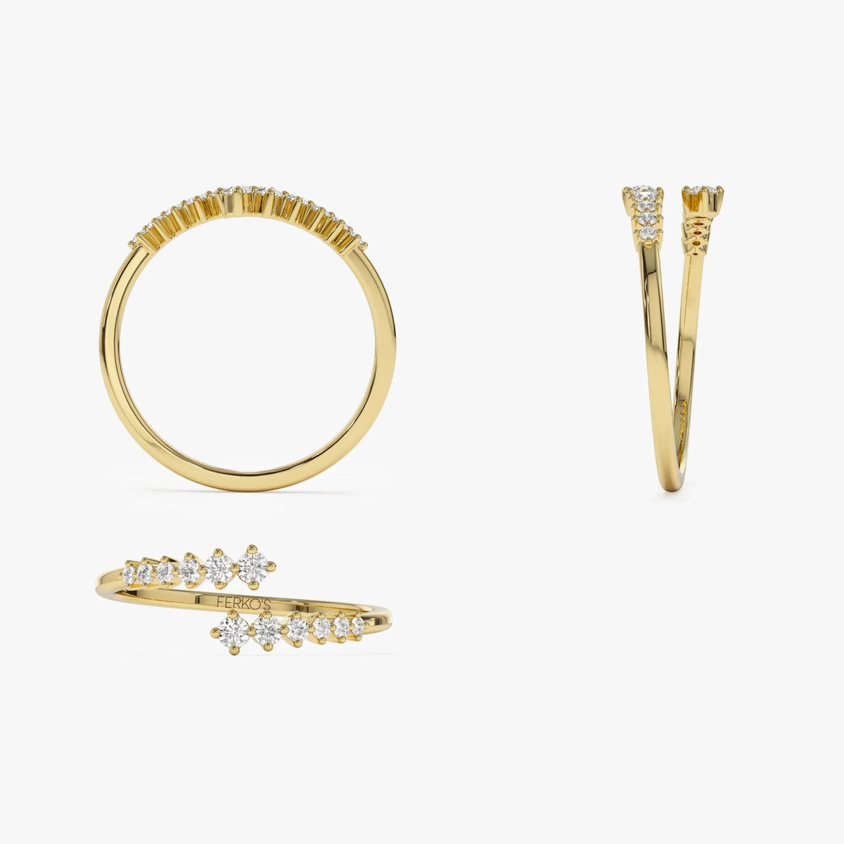 14k Gold Diamond Round Cut Wrapped Ring 0.24 ctw