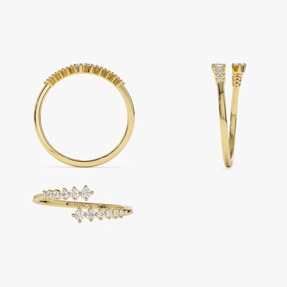 14k Gold Diamond Round Cut Wrapped Ring 0.24 ctw