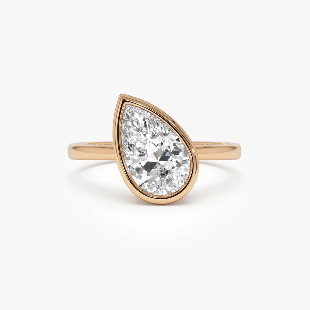 14k Gold 1.50ctw Pear Shaped Lab Grown Diamond Unique Engagement Ring Pia