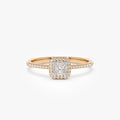 14k Gold 0.25 CTW Round Baguette and Princess Cut Diamond Halo Ring