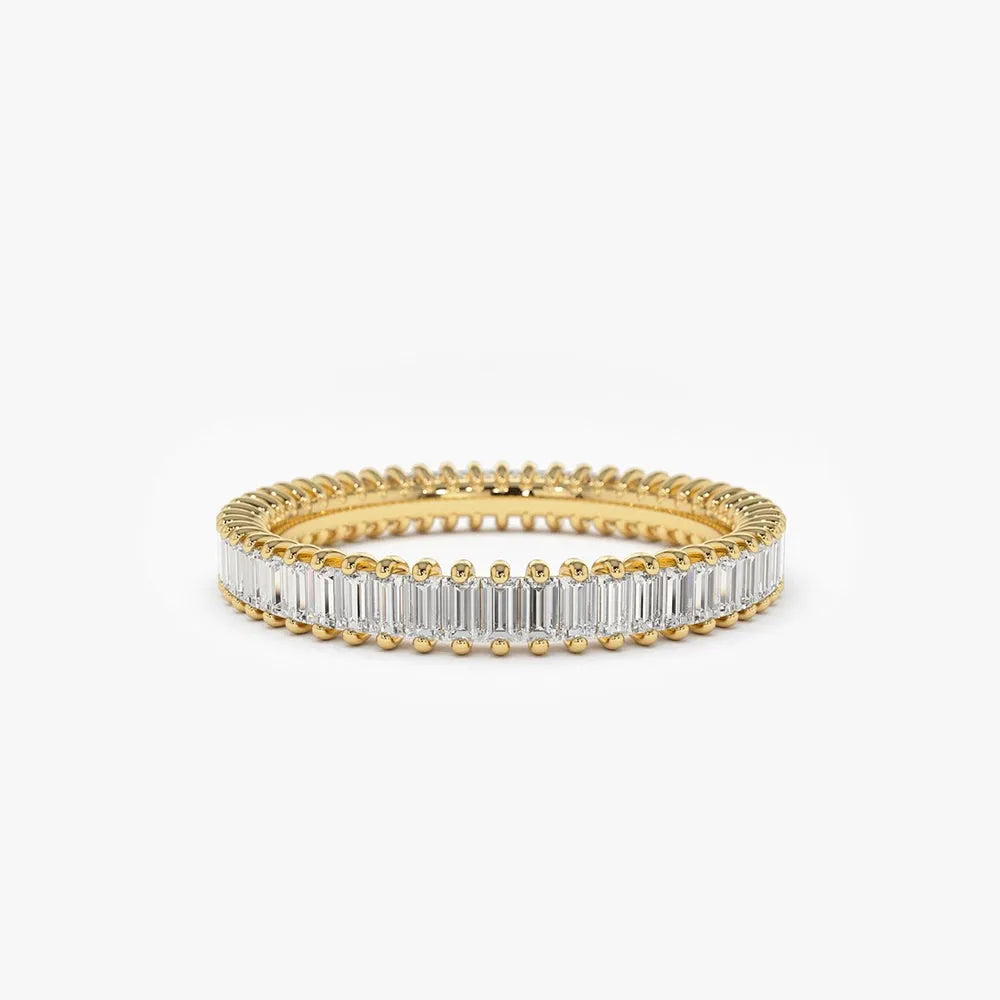 14K Gold 1.35ctw Baguette Diamond Full Eternity Prong Setting Ring