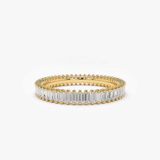 14K Gold 1.35ctw Baguette Diamond Full Eternity Prong Setting Ring