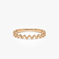14k Solid Gold High and Low Zig Zag Stackable Band Ring