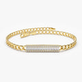 14K Solid Gold 0.42 CTW Baguette and Round Diamond Bar Curb Link Bracelet