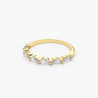 14k Gold Marquise Cut Diamond Shared Prong Band 0.56 ctw