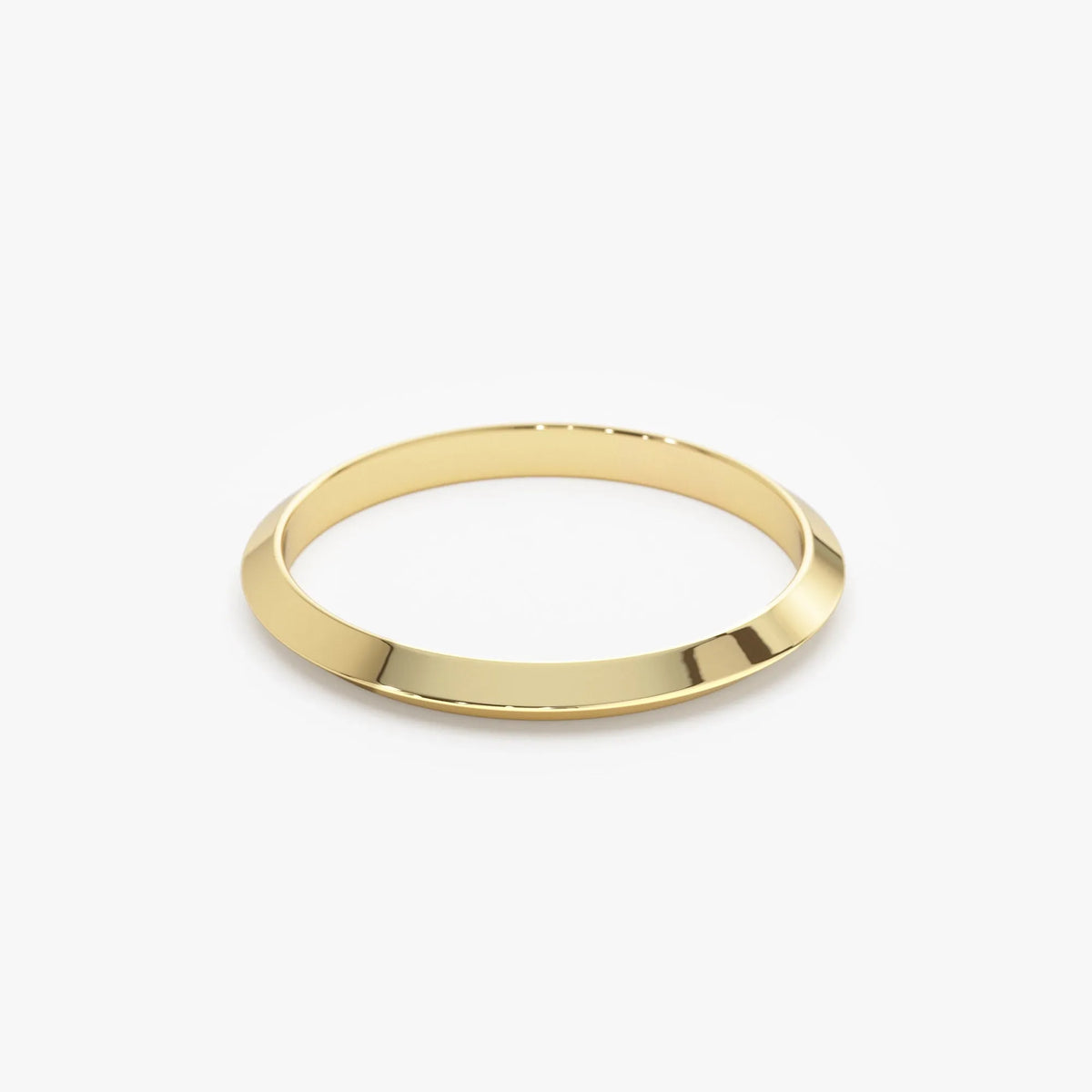 14k Gold Knife Edge Wedding Band Wide Plain Ring