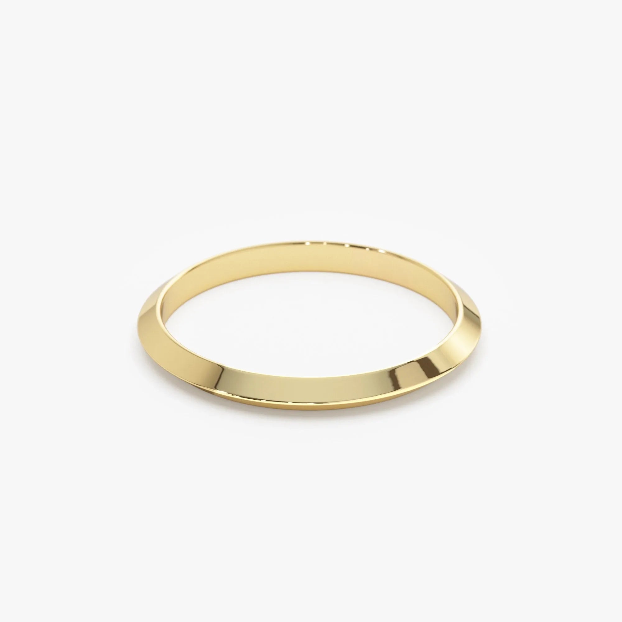 14k Gold Knife Edge Wedding Band Wide Plain Ring