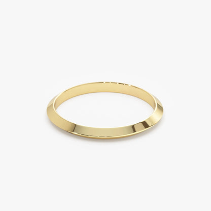 14k Gold Knife Edge Wedding Band Wide Plain Ring