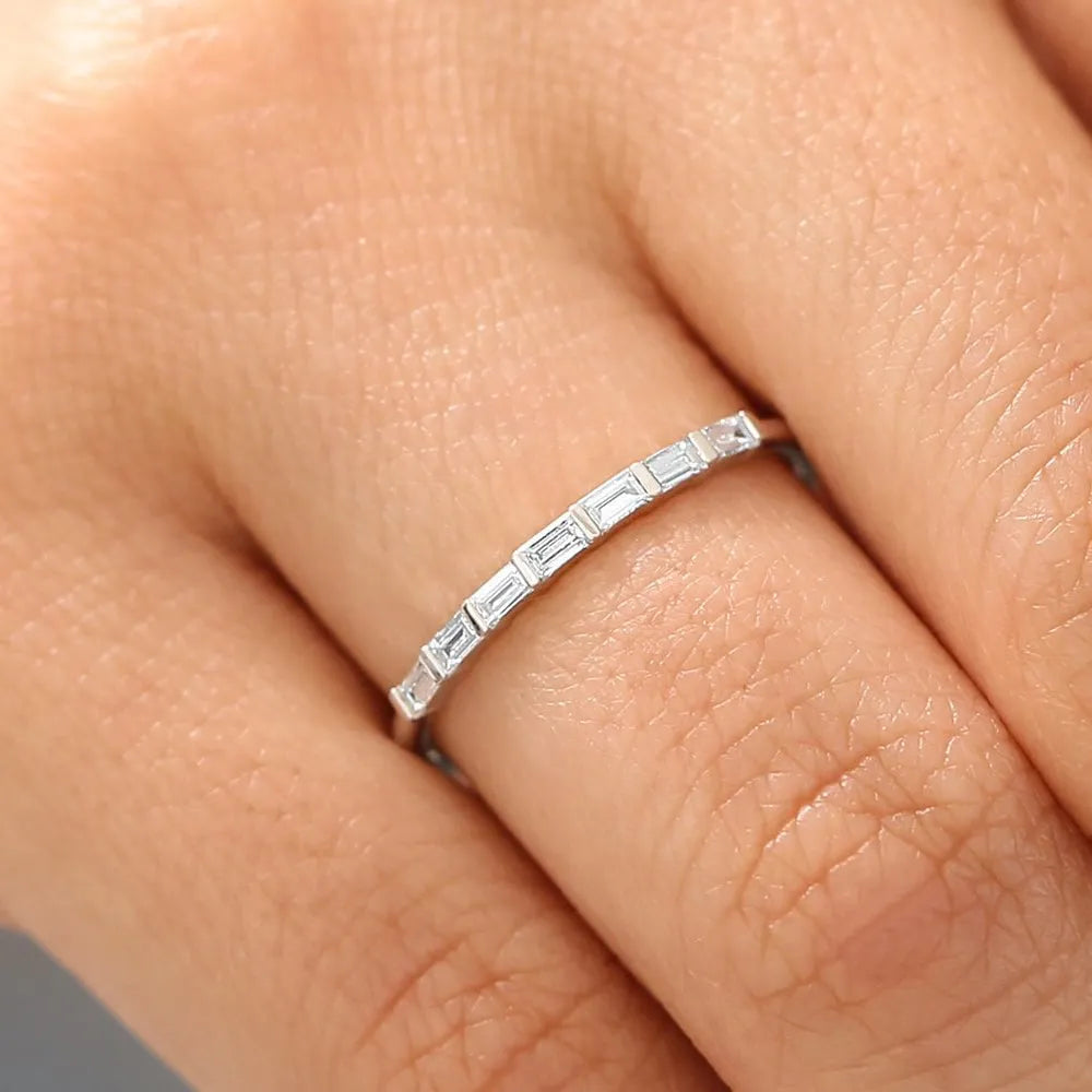 14K Gold Baguette Diamond 7 Stone Wedding Ring 0.27 CTW