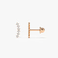 14k Gold Diamond Round Cut Curved Cluster Helix Piercing Stud Single Earring 0.10 ctw