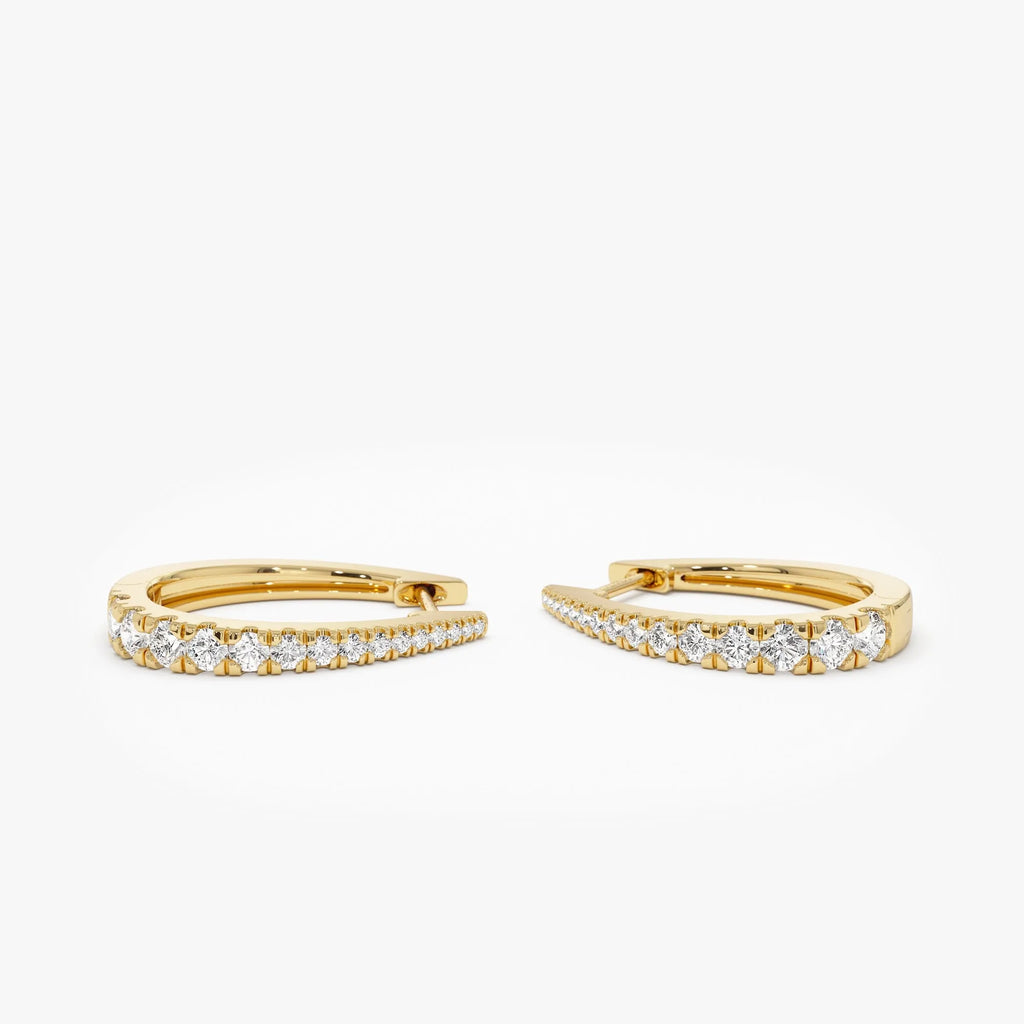 14k Gold Diamond Round Cut Graduated Statement Hoop Earrings 0.50 ctw