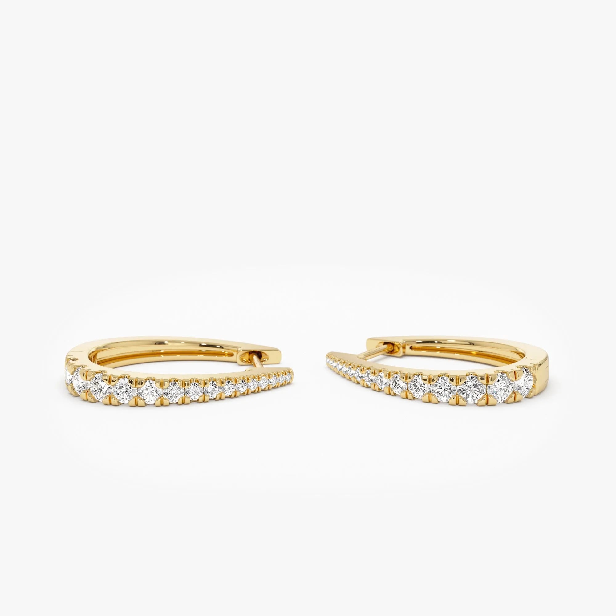 14k Gold Diamond Round Cut Graduated Statement Hoop Earrings 0.50 ctw