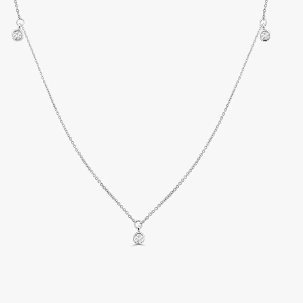 14K Gold 5 Diamond Dangle Necklace Elegant Everyday Sparkle