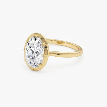 14k Gold 2.00 Carat Oval Lab Grown Diamond Claw Prong Engagement Ring IGI Certified