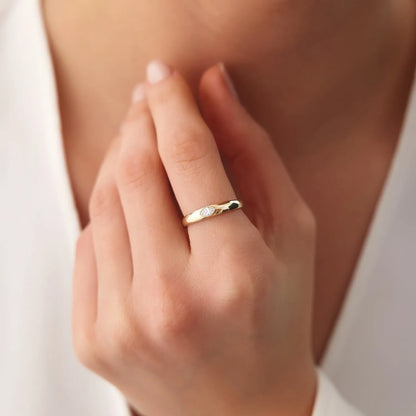 14k Gold Marquise Diamond Solitaire Ring Dome Bezel Setting 0.15 Carat