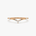 14k Gold 0.22 ctw Round Diamond Curved Chevron Stacking Ring