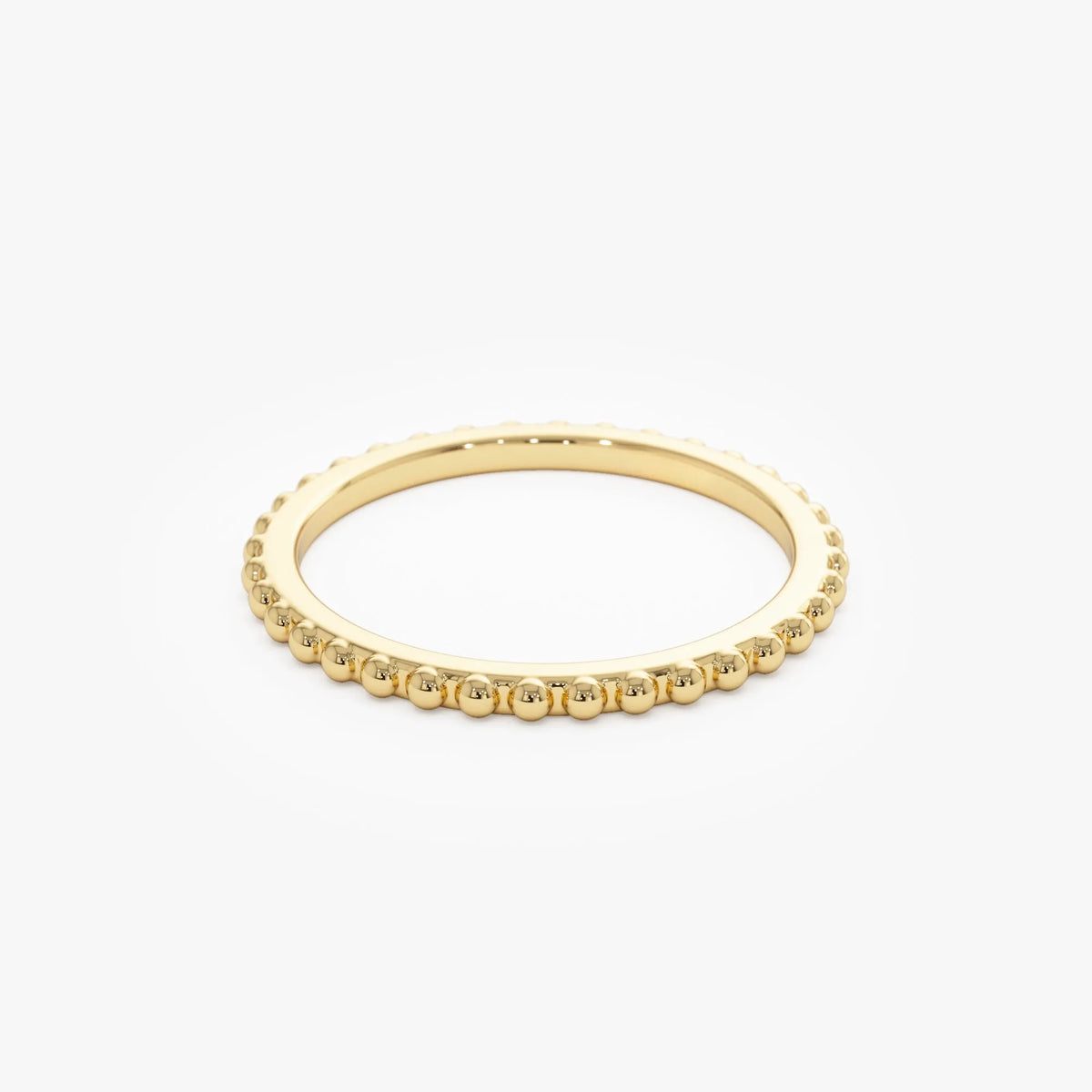 14k Gold Beaded Wedding Band Ring Stackable 1.5mm Solid Gold