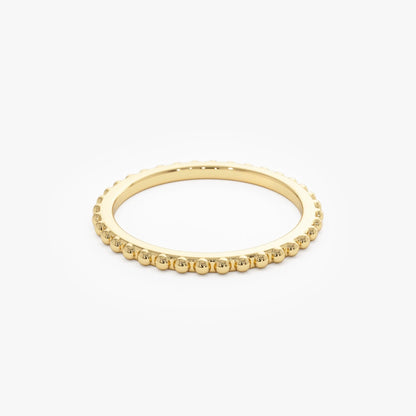14k Gold Beaded Wedding Band Ring Stackable 1.5mm Solid Gold