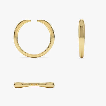 14k Solid Gold Open Claw Cuff Ring 3mm Minimalist Stackable Band