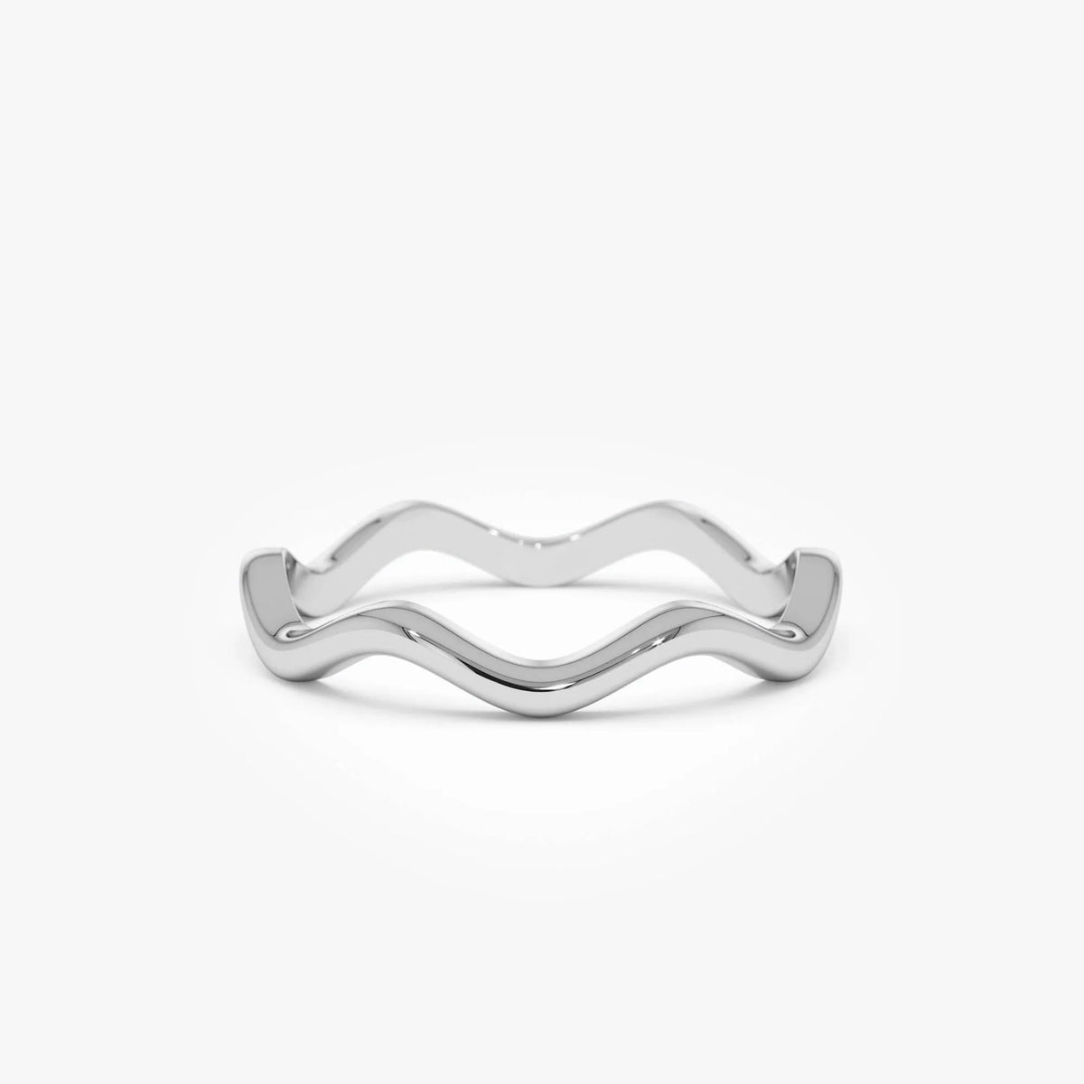 14k Solid Gold Minimalist Wave Stackable Band Ring