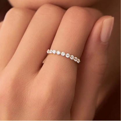 14K Solid Gold Round Diamond 0.30 Carat Single Shared Prong Wedding Ring