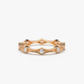 14k Gold Round Diamond Art Deco Stackable Wedding Band 0.28 ctw