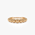 14k Solid Gold Beaded Graduated Band Ring 4mm Width