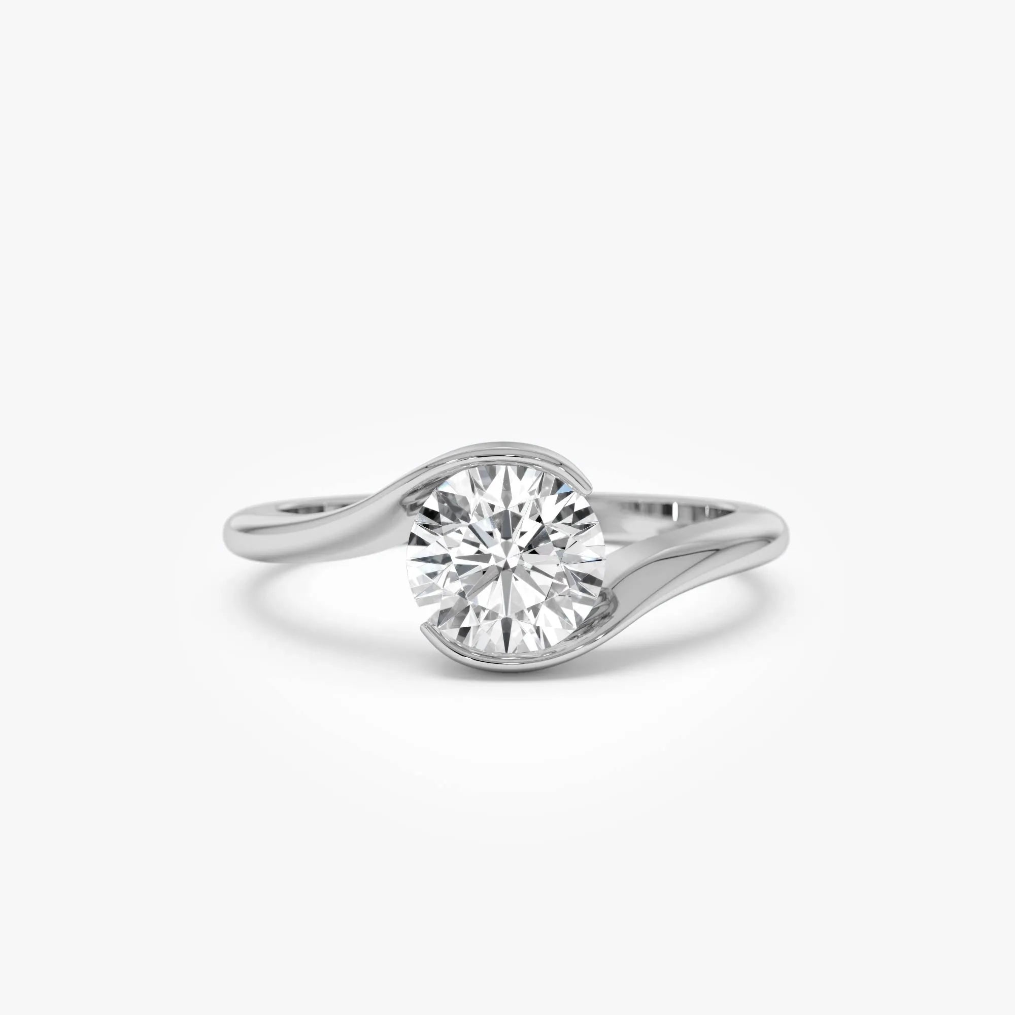 1.00 Ctw Round Lab Grown Diamond S Shape Engagement Ring in 14K Gold