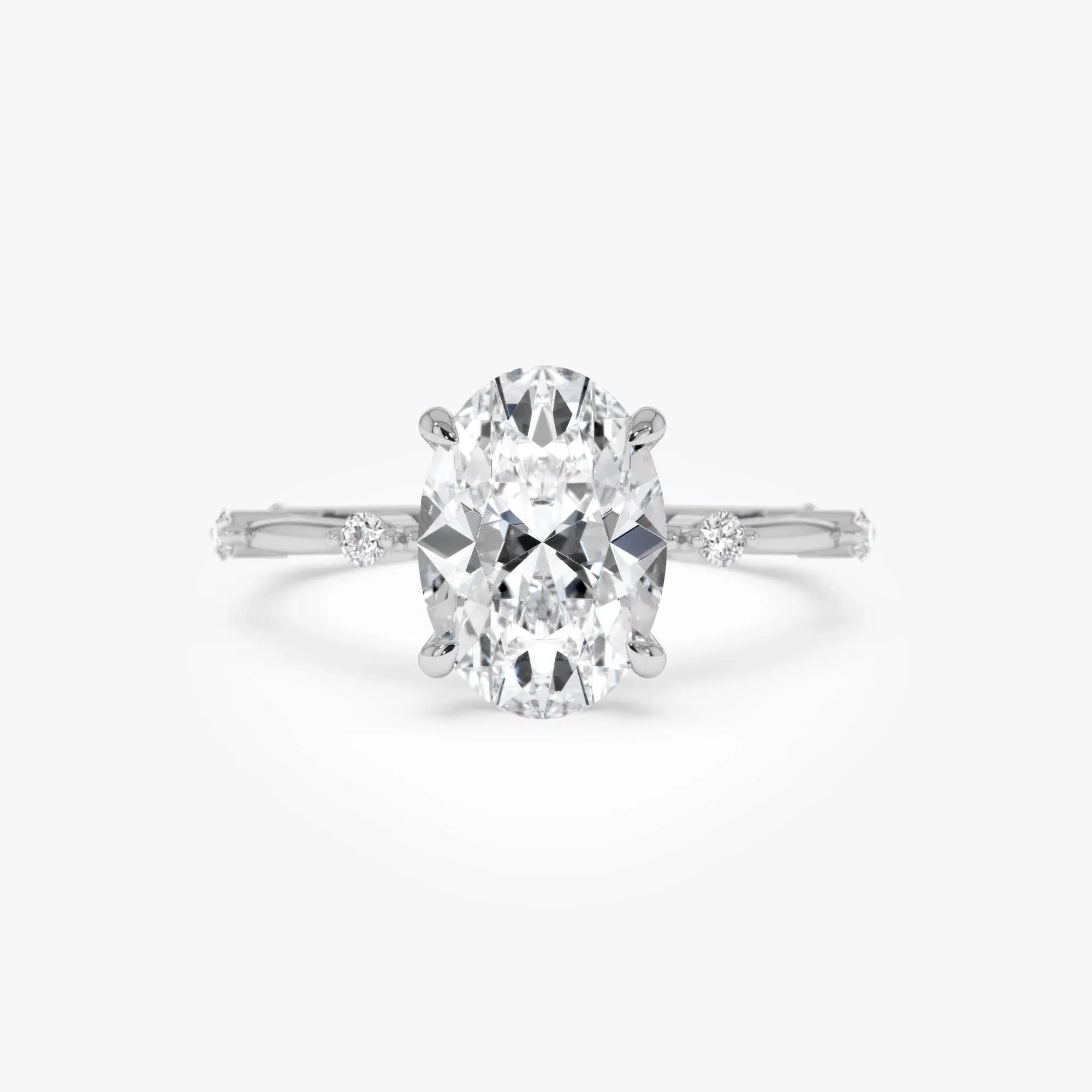 14k Gold Lab Grown Diamond Oval Engagement Ring Solenne Accent Band 1.55 Ctw