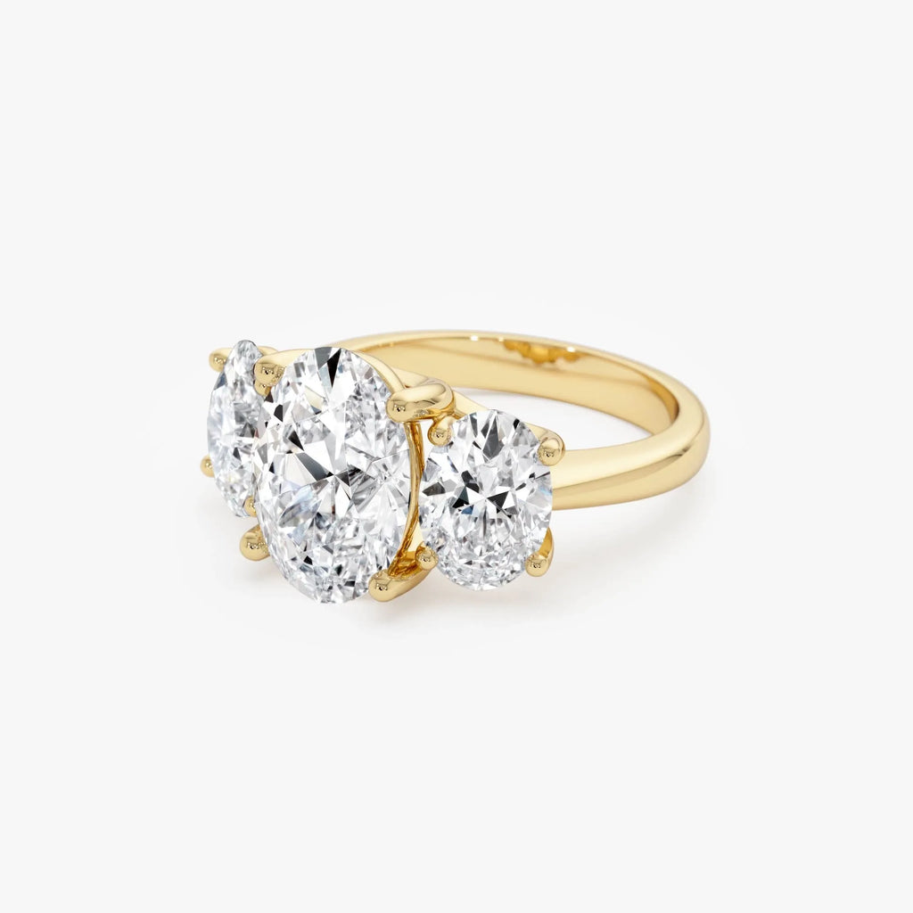 14k Gold 5.15 ctw Lab Grown Diamond Oval Three-Stone Engagement Ring