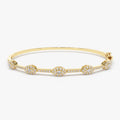 14K Solid Gold 0.99 CTW Round Diamond Marquise Shape Bangle