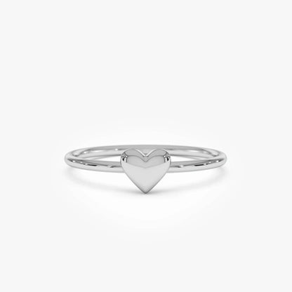 14k Gold Bubble Heart Ring Wide Minimalist Band