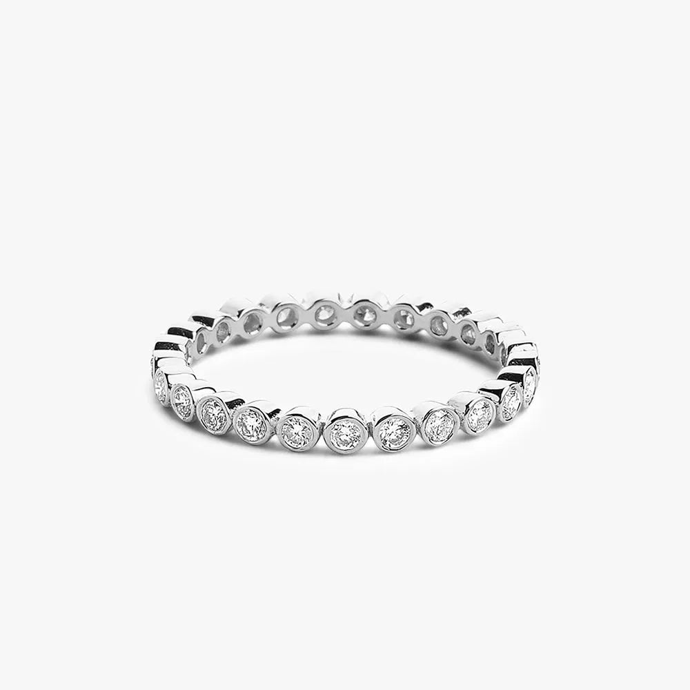 14K Gold Round Brilliant Cut Diamond Bezel Set Eternity Ring