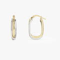 14k Gold Two-Tone Mixed Metal Oval Hoop Earrings 16mm 5.6mm Width