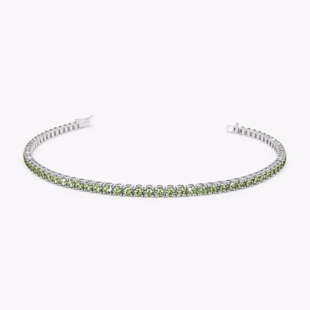 14k Gold 2.35ctw Round Peridot 4 Prong Tennis Bracelet
