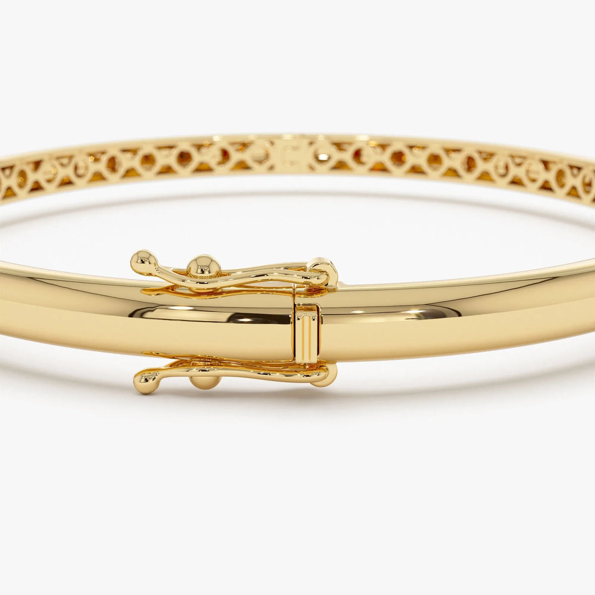 14K Solid Gold Wide Classic Dome Bangle Bracelet