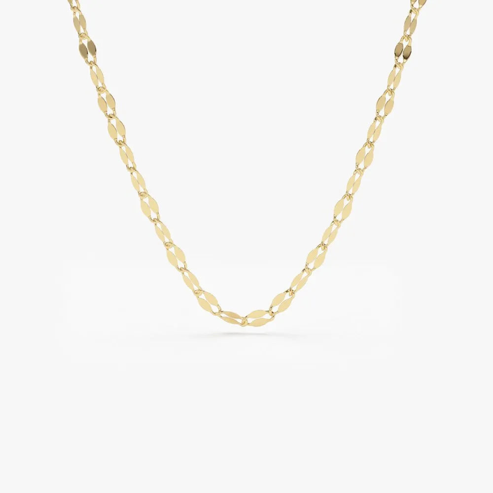 14k Solid Gold Diamond Cut Sparkle Chain Necklace for Layering