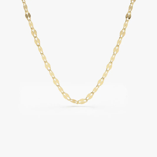 14k Solid Gold Diamond Cut Sparkle Chain Necklace for Layering