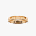 14k Solid Gold Multi Lined Wedding Band Ring