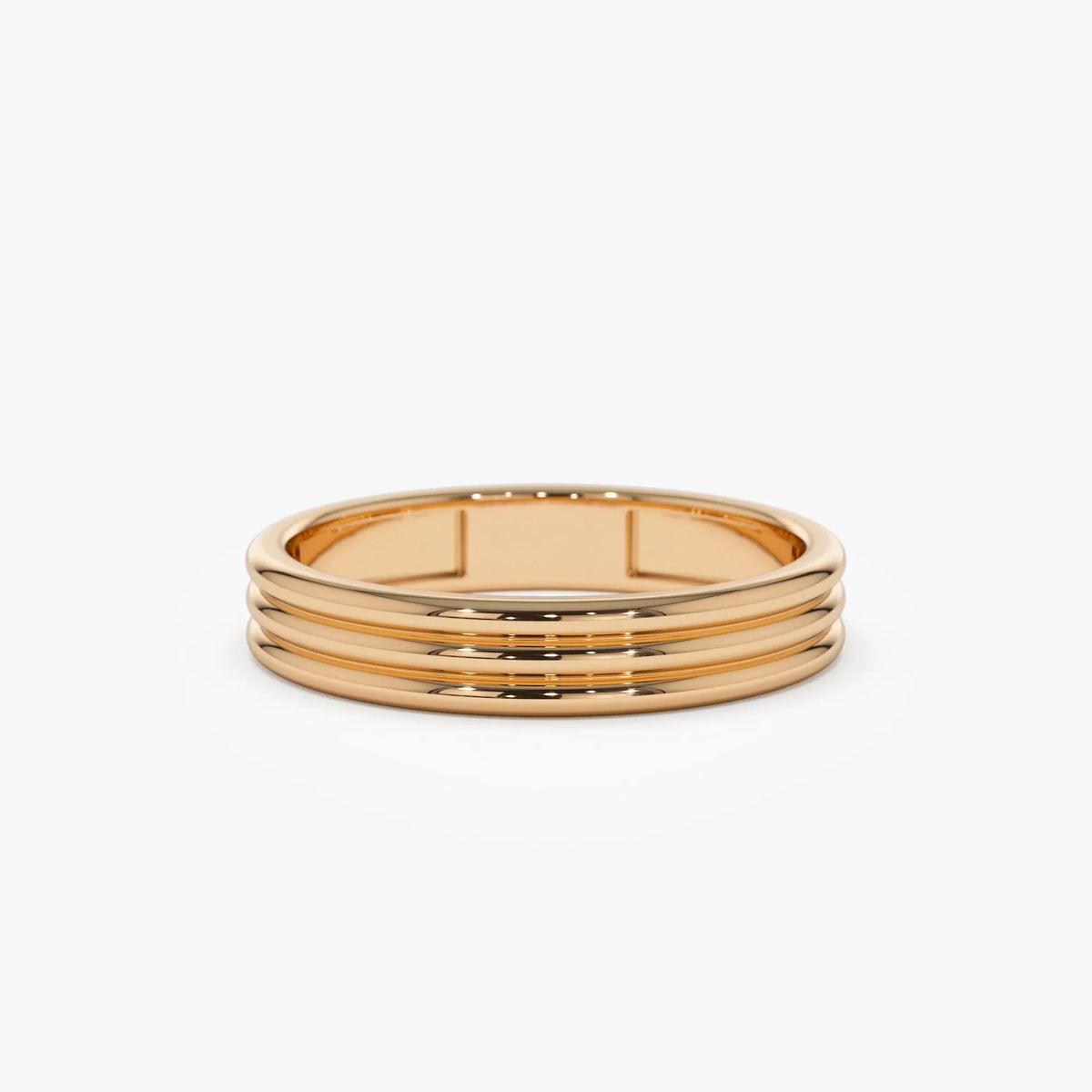 14k Solid Gold Multi Lined Wedding Band Ring