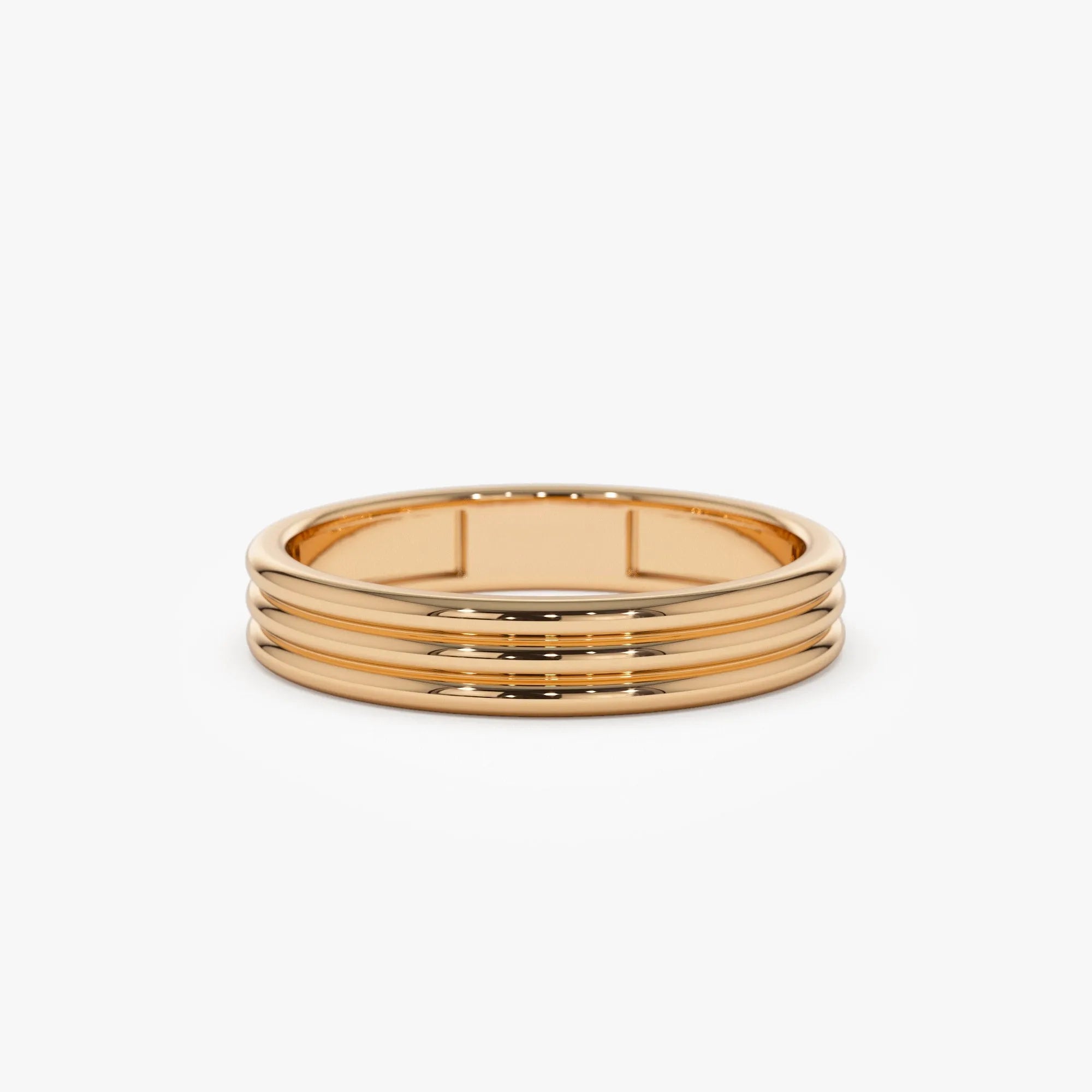 14k Solid Gold Multi Lined Wedding Band Ring